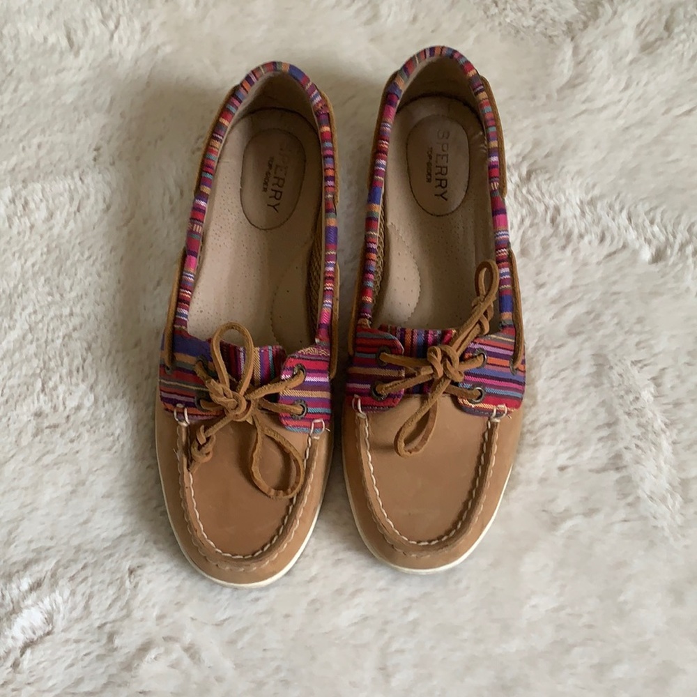 Sperry Pink Stripe Leather Topsider